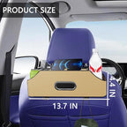 AUCELI Car Seat Back Organizer with Cup Holder and Tissue Box, Headrest Hanging Storage Box with Hooks and Phone Holder, Multi-Function Travel Tray for Kids, Road Trip Car Accessories