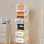 6-Tier Hanging Closet Organizer with 3Drawers and Side Pockets-Multi-FunctionalStorage for Shoes, Belts, Purses, and Clothing