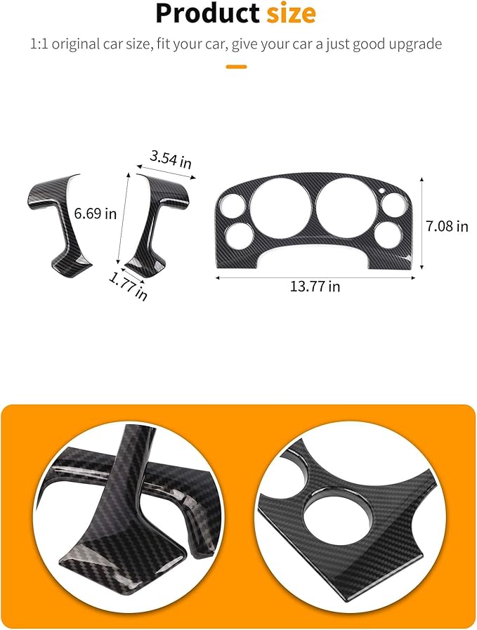 Hoolcar Steering Wheel & Dashboard Trim Cover for Chevrolet Silverado Avalanche Tahoe Suburban 2007-2013, Carbon Fiber