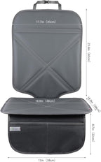 Car Seat Protector Leather Waterproof Child Safety Seat Protector Cover with Thick Pad and 2 Large Pockets Durable Kick Mat f