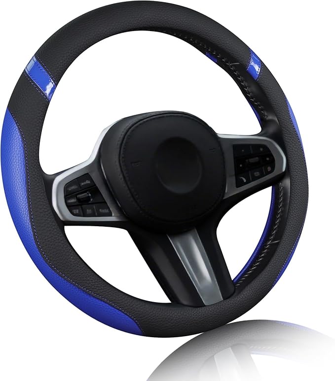 Cxtiy Universal 15.5-16 Inch Steering Wheel Cover – Non-Slip Microfiber Leather, Easy Install, Thickened Grip, All-Season Com