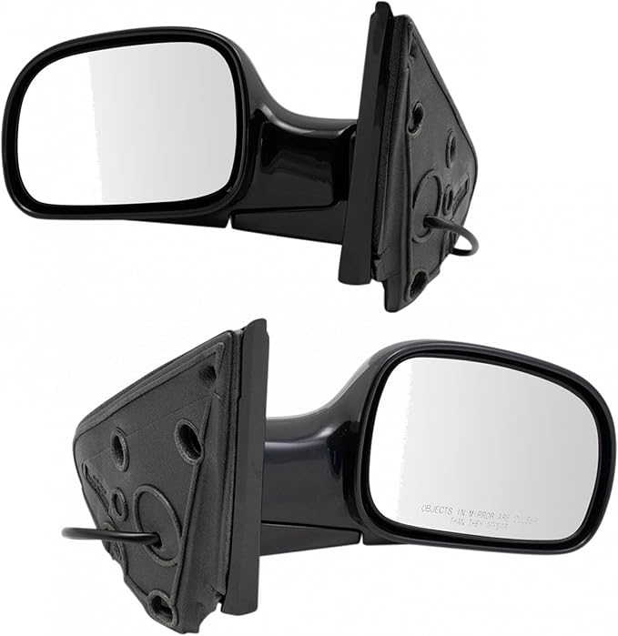 TRQ 2 Piece Driver and Passenger Side Mirror Assembly Set Electric Adjustment Non-Heated No Memory Black Compatible with 2001