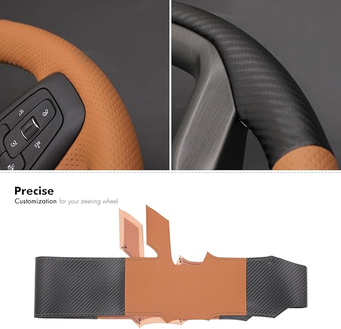 MEWANT Steering Wheel Cover for GMC Sierra Steering Wheel Cover for GMC Sierra 1500 / Sierra 1500 Limited/Sierra 2500 / Sierra 3500/ Yukon (XL) Hive Microfiber Leather