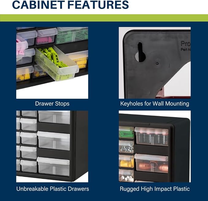 Akro-Mils 26-Drawer Plastic Drawer Storage Cabinet for Garage Organization, Bead Organizer, Building Bricks Storage, Teacher 