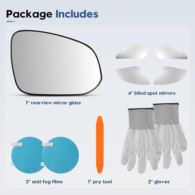 Blind Spot Mirrors for 2013-2025 RAV4, 2014-2024 4runner, 2016-2025 Tacoma, Power Heated Mirrors for Anti-Fog with Passenger Side Mirror Replacement, Durable Backing Plate OE# 8793142E50 879310R280