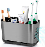 Boperzi Toothbrush and Toothpaste Holder Brushed Nickel Drainage for Bathroom Vanity, Large Electric Toothbrush Storage Caddy