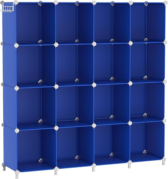 AWTATOS Cube Storage Organizer, 16 Cube Closet Organizers and Storage Shelves, DIY Stackable Bookshelf for Bedroom, Home, Adm