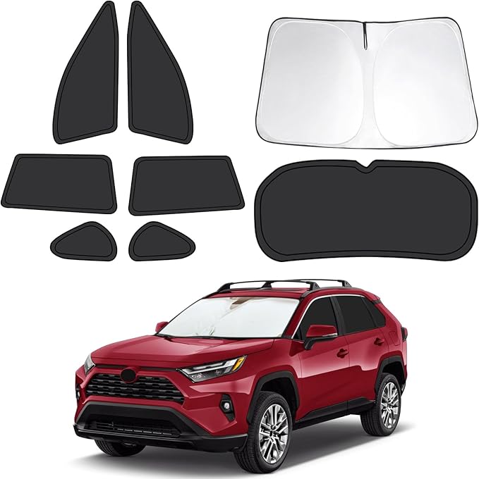 8pcs Car Window Shades for Toyota RAV4 2019-2025, Full Car Window Covers for Privacy, Sunshades for RAV4 Front Rear Windshield Side Windows to Block UV and Protect Privacy