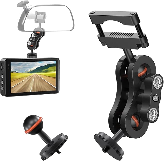 Dash Cam Mount, 1/4 "1/8" Threaded Camera Bracket, Aluminum Rearview Mirror Driving Recorder Mounting Base, Suitable for OldShark Apexcam Chortau ORSKEY Jeemak Ricoh GoPro NIUTA Dash Cam