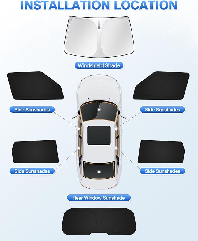 Window Shades for Kia Soul 2020-2025 2026 Accessories Windshield Sun Shade Side Rear Window Covers Sunshade Sun Visor Shield Privacy Protection Keep Vehicle Cool Black 6PCS