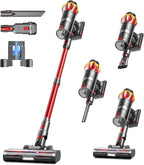 Cordless Vacuum Cleaner, 650W/55KPa 70Mins Vacuum Cleaners for Home, Self-Standing Stick Vacuum with Anti-Tangle Brush & OLED