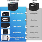 Oterri Cardboard File Organizer Box for Hanging File Folders Letter Size,Large File Box for Computer Desk,File Cabinet,Workin