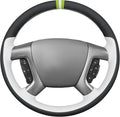 MEWANT Hand Stitch Steering Wheel Cover for Chevy Silverado 1500 Avalanche Black White Faux Leather Steering Wheel Wrap