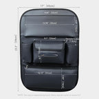 Car Seat Organizers Waterproof Backseat Protector with Storage Pocket Large Leather Kick Mats for Kids Pets Automobile SUV Truck (Black, Large Pocket)