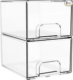 4.4" Tall Small Clear Acrylic Stackable Storage Drawers for Vanity,Under Sink,Bathroom Closet,Medicine Cabinet Organization a