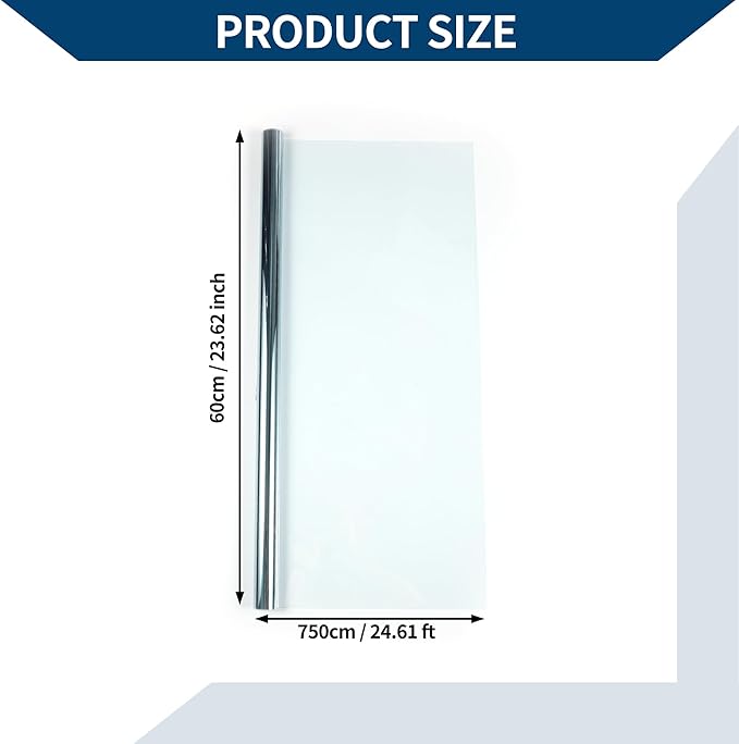 Car Window Tint Film Window Privacy Film Car Carbon 2 PLY PET 24.61 ft x 23.62 Inch 1 Pc Light Blue VLT 78% IRR 15% UVR 40%