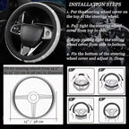 Bling Diamond Leather Steering Wheel Cover, Pink Steering Wheel Covers for Women Girls with Crystal Rhinestones, Universal Fit 14.5-15 Inch Car Steering Wheel Bling Cover Accessories