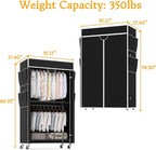 Homdox Garment Rack with Cover, Heavy Duty Clothing Rack for Hanging Clothes, Portable Closet Wardrobe, Double Rods Garment R