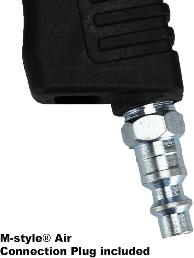 EXELAIR Digital Pistol Grip Tire Inflator Gauge EX0500D, Easy Clip Air Chuck, Easy to Read 0.1 Display, Pistol Grip Handle, 100 PSI Max Pressure, 16" Air Hose, 1/4" NPT (PSI, kPa, Bar, and kg/cm2)