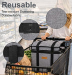 Musbus 1 Pack Reusable Grocery Bags Insulated Tote with Lid – Foldable Cooler Bag Hook & Loop Closure, Thermal Lining, Reinforced Bottom, 30L Heavy Duty Box, Water-Resistant for Shopping Picnic Trunk