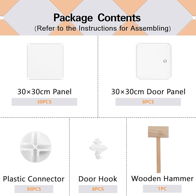 C&AHOME Cube Storage Organizer with Doors, 8-Cube Shelf, Closet Cabinet, DIY Plastic Modular Bookshelf, Storage Shelves Ideal