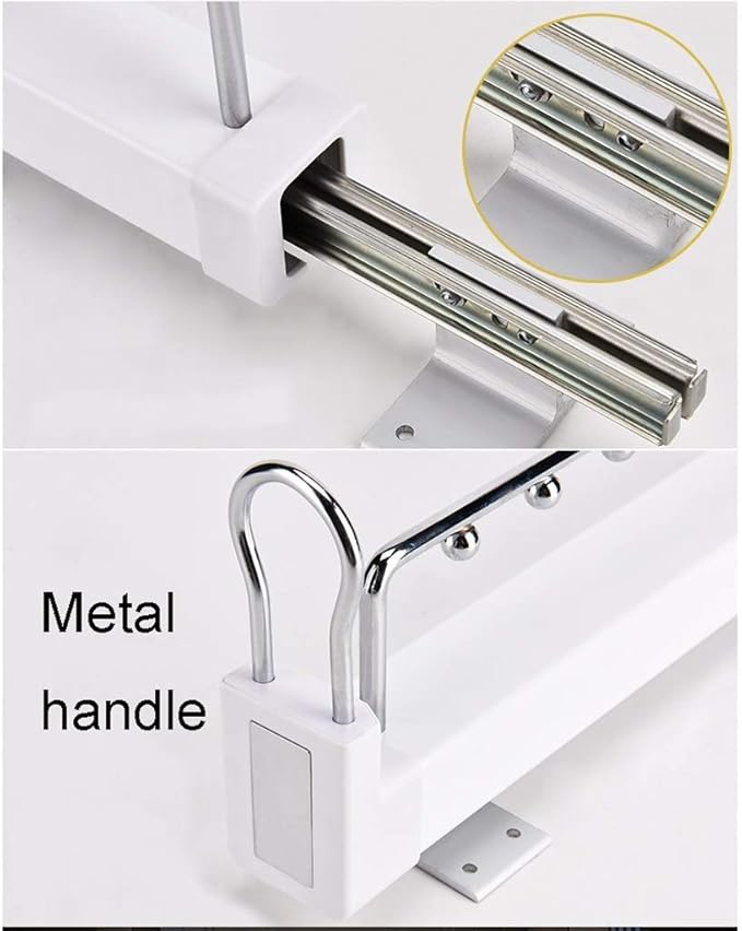 Pull Out Clothes Rail,Extendable Clothes Hanger Rail,Organizer Rack for Depth 14In/18In Wardrobe-White,35.6cm/14inch