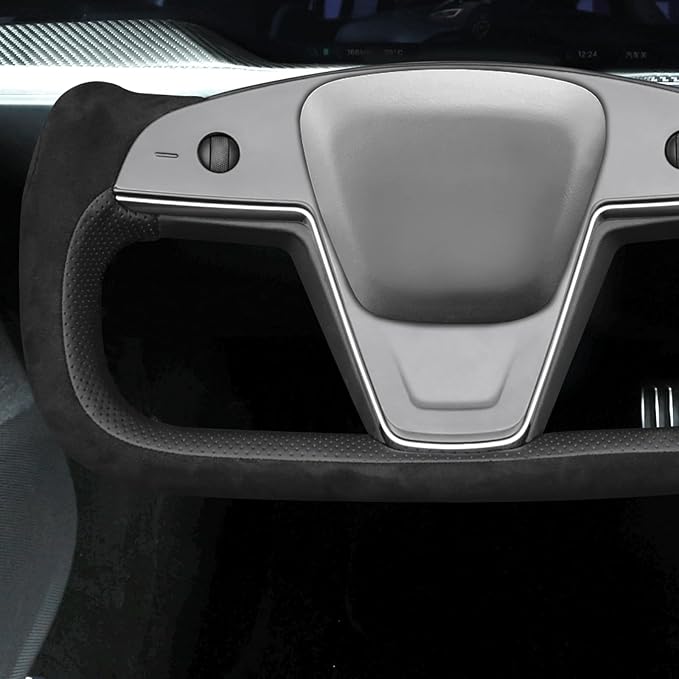 MEWANT Hand Stitched Tesla Model S Yoke Steering Wheel Cover Wrap for Tesla Model S 2021-2023 / Model X 2021-2023 Tesla Yoke Steering Wheel Accessories(3D Style)