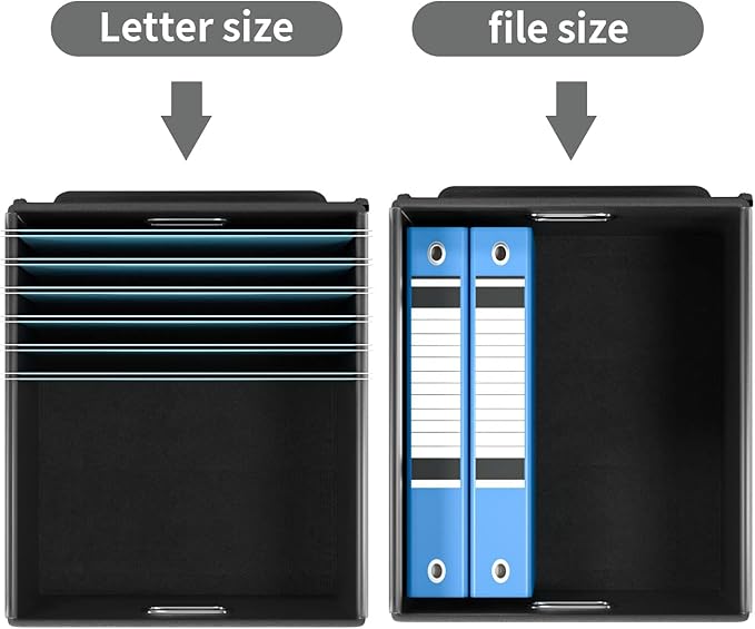 Huolewa File Organizer Box with Lid, Collapsible File Folder Organizer for Office Document Storage, Filing Box with Plastic S
