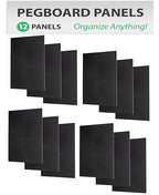 WallPeg Pegboard Panels Garage Organization - 12 ea (24"x16") Black Peg Board Panel Set - (PB-1-B) Tool Organizer, Crafts, Sh