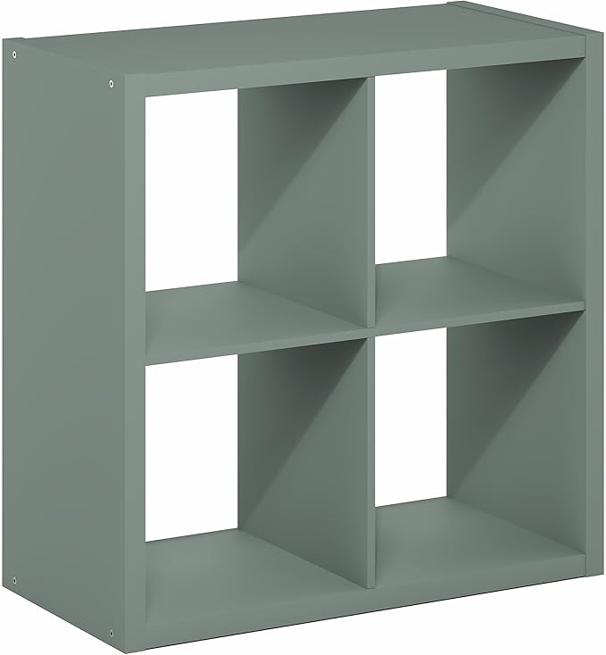 Furinno Cubicle Book Shelf, 4-Cube Bookshelf, Extra Thick Frame Reversible Bookcase with Open Back, 14.6" x 30" x 30", for Li