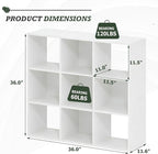 9-Cube Storage Organizer, Reversible Bookcase Shelf, Open Cube Bookshelf, Large Modern Storage for Living Room, Bedroom & Off