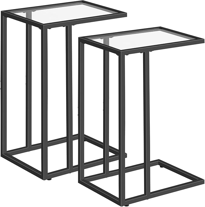 HOOBRO Floating Shelves and C Shaped End Table, 15 Inch Wall Shelf Set of 2, Wall Mounted Storage Shelves 2-Tier, Side Table 