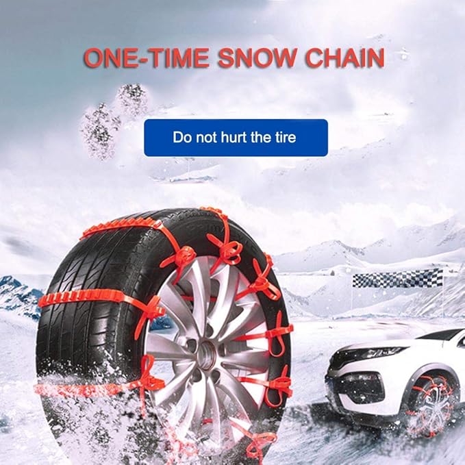 KIMISS 10PCS Universal Snow Tire Chains for Cars, Heavy Duty Anti-Skid Chains with Thickened Tendons, Reusable Winter Chains 