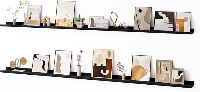 Floating Picture Ledge Shelves for Wall Set of 2, 84 Inches Picture Ledge Shelf with Long Large Nursery Book Shelf for Toys S