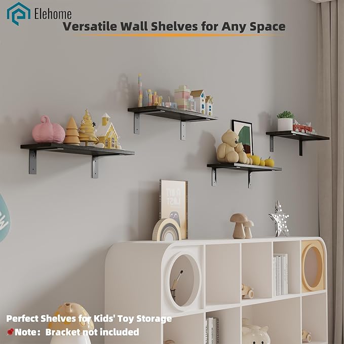 Floating Shelf Board for Wall 5/8" – No Brackets – 24" L x 10" W x 0.6" T Ash Melamine Wood Floating Shelves for Bathroom, Ki