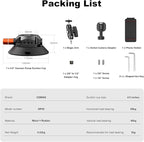 COMAN 4.5'' Suction Cup Camera Mount with Ball Head Magic Arm, Metal Camera Suction Mount for Action Cameras iPhone, Quick Release Car Mount with 1/4" & 3/8" Mounting Holes for Car Windshield Window
