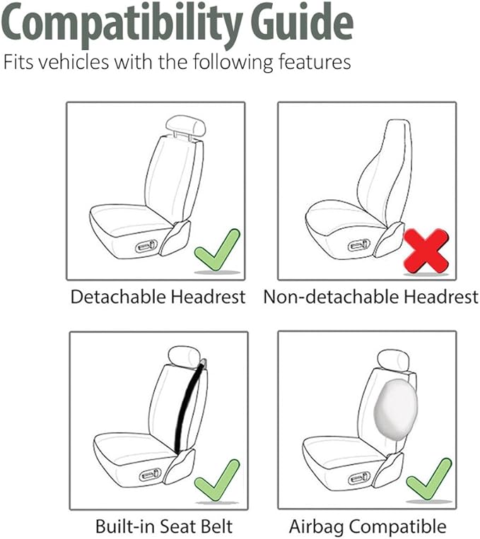 FH Group Front Set Cloth Car Seat Cover for Bucket Seats, Universal Fit, Airbag Compatible, Seat Covers for SUV, Van, Black