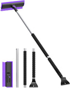 helloleiboo 2025 Extra Long 55.7" Ice Scrapers for Car Windshield Multi-Functional Detachable Car Ice Scraper with Foam Grip and 270° Pivoting Brush Head Snow Brush for SUV Truck Auto(Purple)
