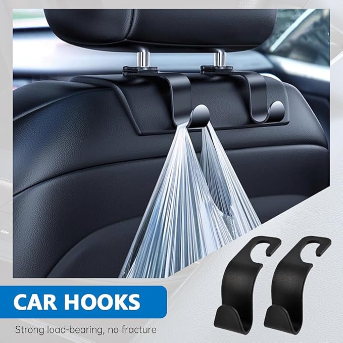 2Packs Car Seat Filler Organizer, Seat Gap Storage Box with Water Cup Holder & 4 Car-Seat Headrest Hooks, Universal fit for Most Car, for Phone, Keys, Wallet, Sunglasses and Bottles, Prevent Dropping