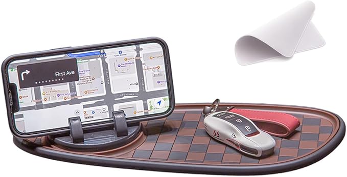 Multifunction Car Anti Slip Mat, Rotatable Auto Phone Holder, Anti Skid Car Dashboard Pad with Temporary Parking Number, Larg