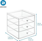 Clarity Cosmetic Organizer for Vanity Cabinet to Hold Makeup, Beauty Products - 3 Drawer, Clear