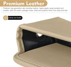 Car Seat Gap Filler Organizer, Waterproof Anti-Slip Leather Front Seat Side Storage Bag for Phones, Keys, Glasses, Cards, Universal for Most Cars (Beige)