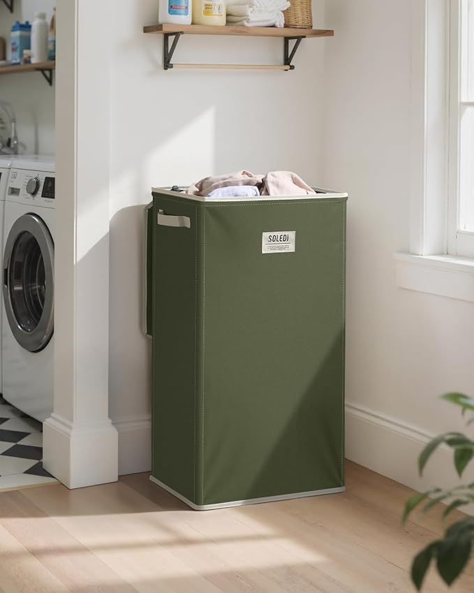 SOLEDI Laundry Hamper with Lid 100L Large & Tall Collapsible Laundry Basket, Clothes Hamper with Bag Removable Easy to Carry,