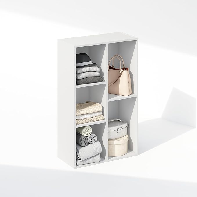 Furinno Reed Closet Organizers and Storage, 5-Cube Reversible Closet Shelves, Closet Organization Shelf, 9.4 x 19.5 x 31.5, f