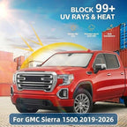 Windshield Sun Shade for GMC Sierra 1500 2500 3500 SLT AT4 Denali 2019-2024 2025 2026 Front Window Shade Custom Fit Sun Visor Foldable Shade Blocks UV Rays Summer Must Have Car Accessories