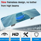 SkycropHD Anti Glare Rear View Mirror Frameless Car Interior Rearview Mirror Panoramic Wide Angle to Eliminate Blind Spots – Convex,11.8in (Blue)