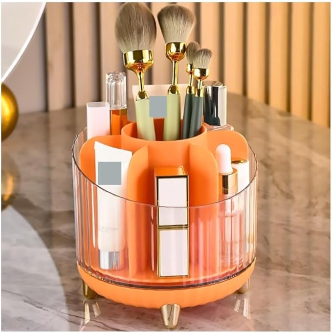 Makeup Organizer Vanity 360 Rotating Makeup Organizer Spinning Makeup Organizer for Vanity, Makeup Brush Holder 7-Slot Fits M