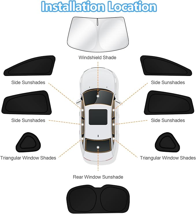 KUST Car Window Shades for 2018-2023 Subaru Crosstrek Accessories Windshield Sun Shade Side Rear Window Covers Sunshade Privacy Protection for Camping Blackout UV Block Full Set 8PCS