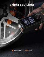 Tire Inflator Portable Air Compressor, Air Pump for Car Tires, 7800 mAh Battery, 12V DC, 150 PSI, 40L/min Air Flow, Fast Inflation, Portable air pump for MPV, SUV, Car, Motorcycle, Bike, Ball