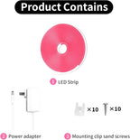 iNextStation 16.4FT/5M Pink LED Strip Lights, DC12V Silicone Neon Light Strip, IP65 Waterproof Led Rope Lights Dimmer for Cuttable DIY, LED Light Strip for Bedroom, Indoor, Outdoor(with Plug)